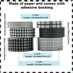 1 sac 6 rouleaux de rubans adhésifs décoratifs en papier pour scrapbooking&nbsp;DIY-SP0005-15B