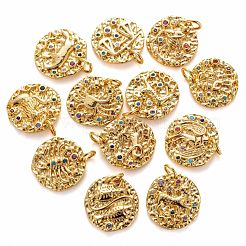 12pcs 12 colgantes de circonita cúbica micro pavé de latón de estilo&nbsp;ZIRC-LS0001-03G