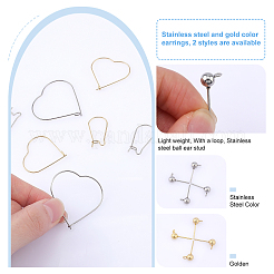 12 Stück Ohrstecker mit Kugel aus 304 Edelstahl und 24 Stück Creolen-Beschläge&nbsp;DIY-UN0002-86