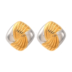 Pendientes de botón de dos tonos de acero inoxidable 304&nbsp;EJEW-Z109-05GP-02