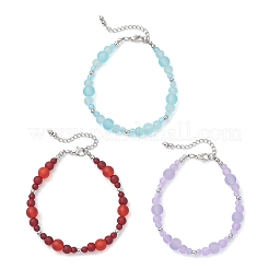 3 bracciale con perline di vetro trasparente satinato in 3 colori per donna&nbsp;BJEW-JB12136
