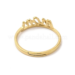 Placcatura ionica (ip) 304 acciaio inossidabile parola mamma anello regolabile per la festa della mamma&nbsp;RJEW-L107-032G