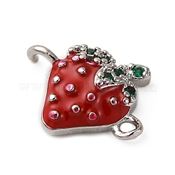 Messing Micro Pave grüne Zirkonia Obst Verbinder Charms&nbsp;KK-I276-15P-A01
