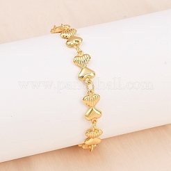 Braccialetti con catena a maglie a cuore in acciaio inossidabile 304 per regalo di San Valentino&nbsp;BJEW-D359-17C-G