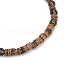 Stretch-Armbänder aus natürlichen Kokosnuss-Perlen mit flachen&nbsp;BJEW-JB11636-02