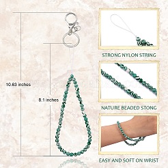 Porte-clés fermoir pince de homard en jade blanc naturel et alliage de fer&nbsp;HJEW-SW00007-07