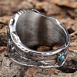 Anillos para hombre de acero inoxidable 304 y turquesa sintética&nbsp;FS-WGEFF67-06