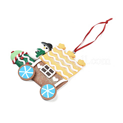 Adornos colgantes de arcilla polimérica hechos a mano para coche navideño&nbsp;HJEW-P017-03F