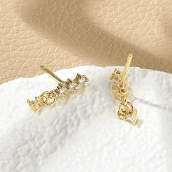 Latón micro pave aretes de circonita cúbica transparente&nbsp;EJEW-R016-26G-01