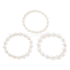 3 bracelet extensible en perles rondes de coquillage pour femmes&nbsp;BJEW-JB11998