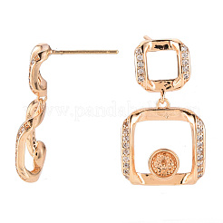 Fornituras de aretes de circonita cúbica transparente con micro pavé de latón&nbsp;KK-T062-131G-NF