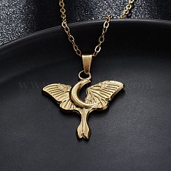Colliers avec pendentif en acier inoxydable 304 en forme de papillon de lune&nbsp;NJEW-M096-22G