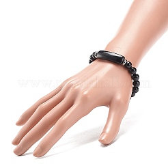 Bracelet extensible en perles d'obsidienne naturelle&nbsp;BJEW-JB08879-02