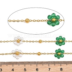 Chaînes de perles imitation perles en verre et plastique ABS&nbsp;SA-CBAD321-02B