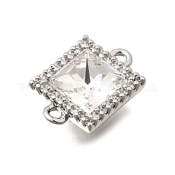 Breloques connecteurs en laiton micro pavé de zircones cubiques transparentes et de verre&nbsp;KK-N289-15P