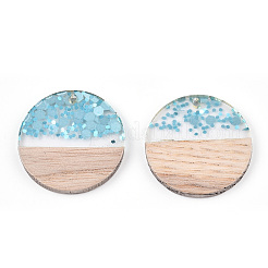 Pendentifs en résine transparente et bois blanc&nbsp;RESI-N039-54