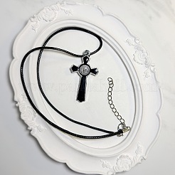 Collares con colgante de cruz crucifija de aleación esmaltada negra de estilo vintage para hombres y mujeres.&nbsp;ZV6035