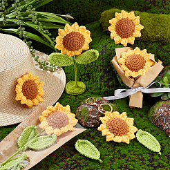 18 Stück 2 Stil Handstrickwolle Sonnenblume und Blatt&nbsp;DIY-GA0006-11
