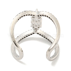 Anneaux de manchette ouverts en laiton plaqué micro pavé de zircone cubique pour femmes&nbsp;RJEW-F162-07P