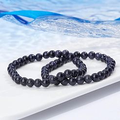 4 filo di perline sintetiche di pietra d'oro blu&nbsp;G-CA0001-19
