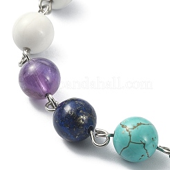 Braccialetto con perline rosario di howlite naturale e pietre miste&nbsp;BJEW-TA00329-01