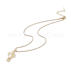 Collar con colgante de religión de circonita cúbica transparente&nbsp;NJEW-F307-01C