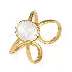 Anelli ovali in acciaio inossidabile 304 smaltati per donna&nbsp;RJEW-G355-03G