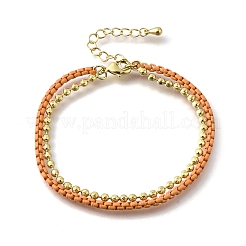 Doppelreihige Armbänder aus Messingperlen&nbsp;BJEW-U040-02G-02