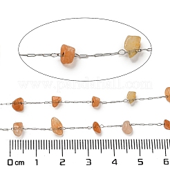 Catene in acciaio inossidabile 304 con maglie in avventurina rossa naturale&nbsp;CHS-G038-09P-07