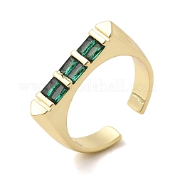 Bagues ouvertes en laiton avec micro pavé de zircones cubiques pour femmes&nbsp;RJEW-L343-02G-02