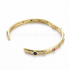 Verstellbare Armreifen aus Messing mit Micro Pave Zirkonia&nbsp;BJEW-Q700-003-NF