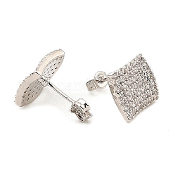Pendientes de latón con forma de rombo y circonita cúbica transparente para mujer&nbsp;EJEW-G362-09P