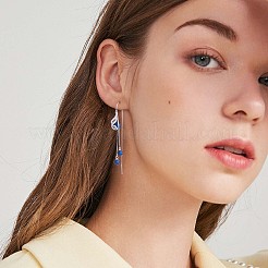 Orecchini pendenti in argento sterling rodiato anti-ossidazione con nappa a forma di pavone e catena&nbsp;JE1047A