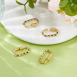 4 Stück Messing Micro Pave Zirkonia Schraubkarabiner Verschluss Charms&nbsp;ZIRC-DC0001-35