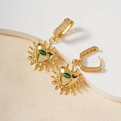 Eleganti orecchini a cerchio a forma di cuore in ottone con zirconi cubici&nbsp;CU8537-1