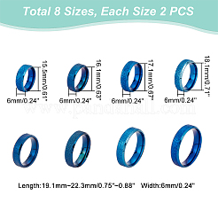 Ensemble de 16 bagues unies texturées en acier inoxydable 201 pour femmes&nbsp;RJEW-UN0002-77BL