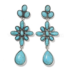 Boucles d'oreilles pendantes en alliage de turquoise synthétique&nbsp;EJEW-U053-06AS