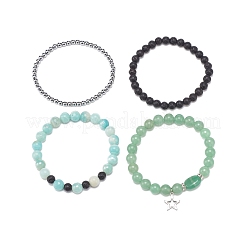 Juego de pulseras elásticas de aventurina verde natural&nbsp;BJEW-JB08481
