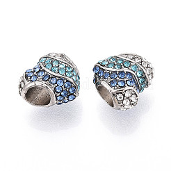 Legierung Rhinestone European Beads&nbsp;FIND-N009-12P