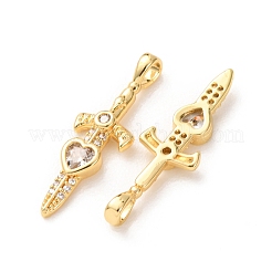 Pendentifs en laiton zircon cubique transparent&nbsp;KK-A304-27A-G