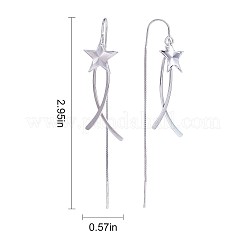 Boucles d'oreilles pendantes en argent sterling plaqué rhodium anti-ternissement avec 925 étoile et pampille en chaîne&nbsp;JE1043A