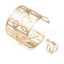 Legierung hohle Musiknote breite Manschette Armreif & Ring-Sets für Frauen&nbsp;SJEW-C005-03G