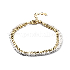 Doppelreihige Armbänder aus Messingperlen&nbsp;BJEW-U027-02G