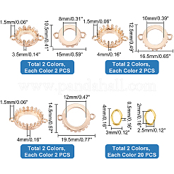 12 pièce 6 styles de connecteurs à maillons en laiton à lunette arrière ouverte ronde et plate&nbsp;FIND-PH0004-77