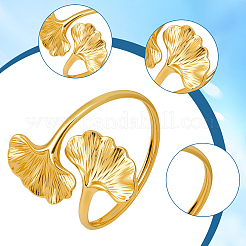 Ronds de serviette en fer en feuille de ginkgo&nbsp;AJEW-WH20070-110G