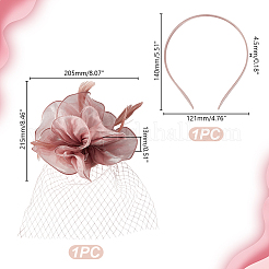 Stirnband mit Schleier aus Netzstoff mit Federn und Blumen&nbsp;MRMJ-WH0077-121