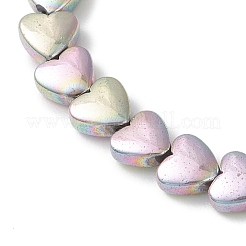 Bracelets tressés en perles de cœur en hématite synthétique non magnétique plaquée électrolytique pour femmes&nbsp;BJEW-JB13299