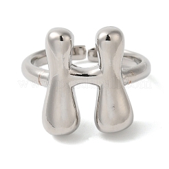 Anello da donna con polsino aperto in ottone con iniziali&nbsp;RJEW-N046-02H-P