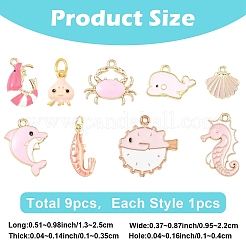 9pcs 9 styles de pendentifs en émail en alliage&nbsp;ENAM-YW0008-11