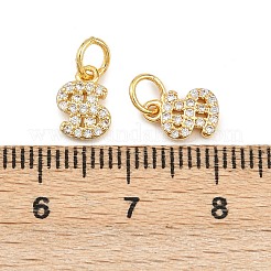Breloques en laiton avec zircone cubique de micro pave&nbsp;KK-H093-14G
